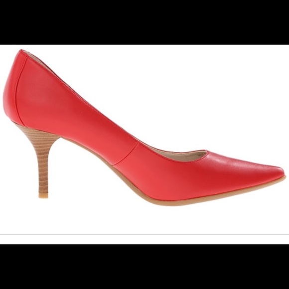 red calvin klein pumps
